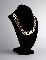 18ct Gold Plated Brass Statement Square Chain Link Collar Necklace