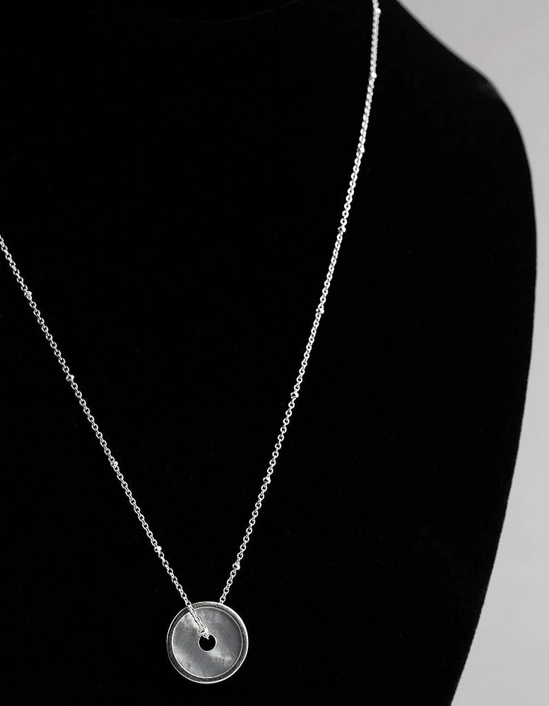 Sterling Silver Mother of Pearl Disc Satellite Chain Necklace