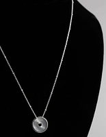 Sterling Silver Mother of Pearl Disc Satellite Chain Necklace