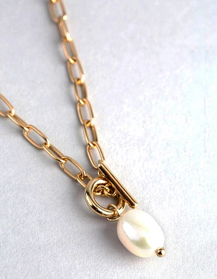 Gold Plated Sterling Silver Freshwater Pearl T&O Necklace