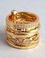 18ct Gold Plated Brass Cubic Zirconia Multi Row Stack Ring