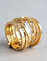 18ct Gold Plated Brass Cubic Zirconia Multi Row Stack Ring