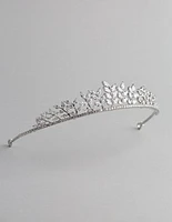 Rhodium Cubic Zirconia Navette Stone Tiara