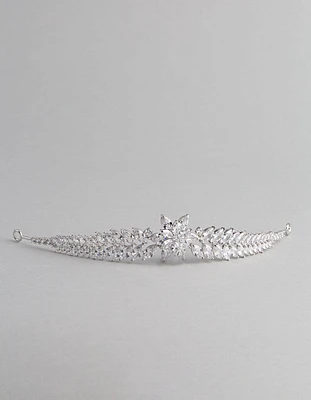 Rhodium Cubic Zirconia Fern Hair Garland