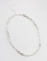 Silver Rectangle Link Necklace