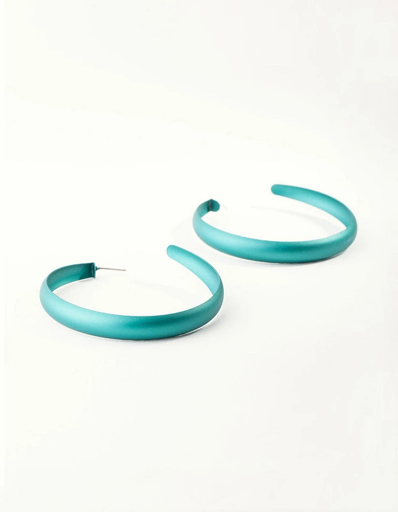 Matte Teal 60mm Hoop Earrings