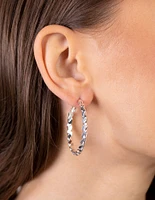 Silver Etched Twist 6-Pack Hoop Earring