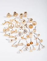 Gold Mismatch Bowtie 20-Pack Earring