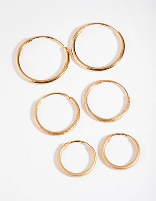 Gold Plated Sterling Silver Station Hoop Pack Earring