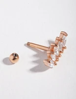 Rose Gold Surgical Steel Marquise Stone Barbell