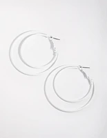 Matte White Double Hoop Earrings