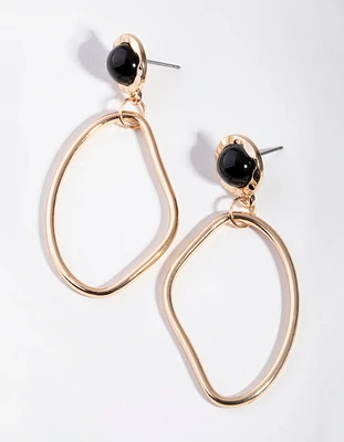 Gold Large Oval Drop Earrings