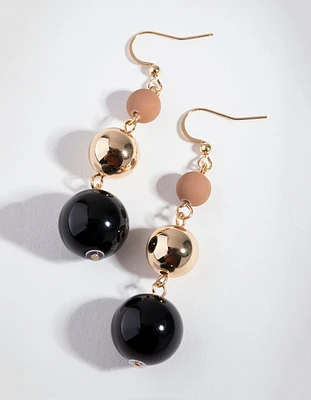 Gold Different Ball Drop Earrings