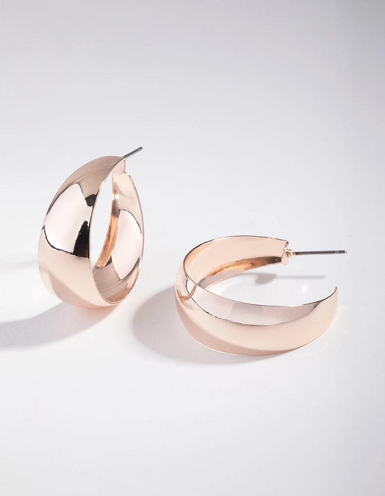 Rose Gold Simple Wide Hoop Earrings