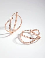 Rose Gold Stipple Double Hoop Earrings