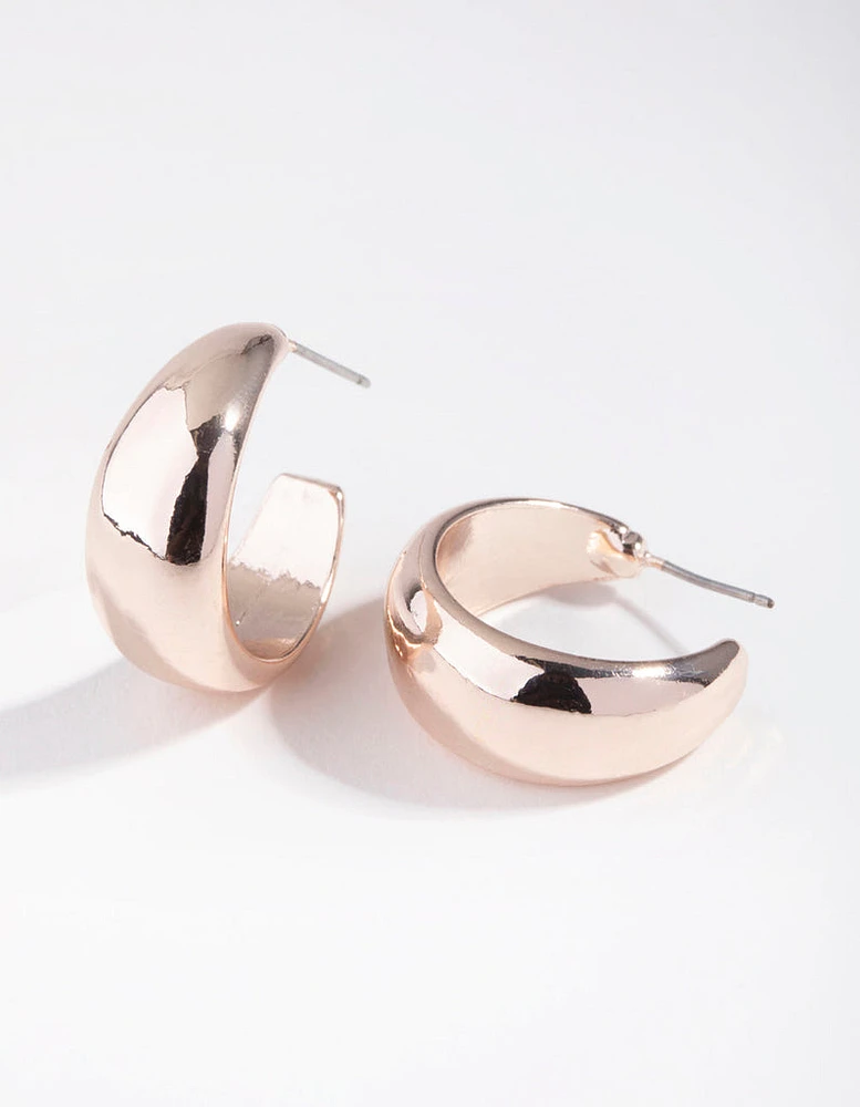 Rose Gold Rounded Hoop Earrings