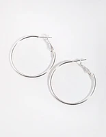 Silver Fine Medium Hoop Earrings