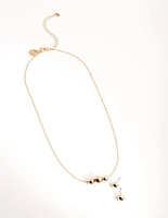 Gold Ball Chain Earring & Necklace Set