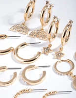 Gold Diamante Yin Yang 6-Pack Earring