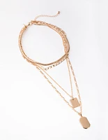 Gold Figaro Disc 4-row Necklace