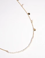 Gold Plated Pearl & Disc Necklace