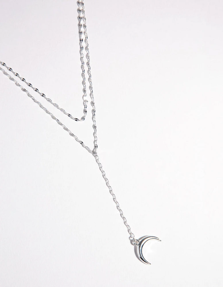 Silver Plated Double Row Moon Necklace