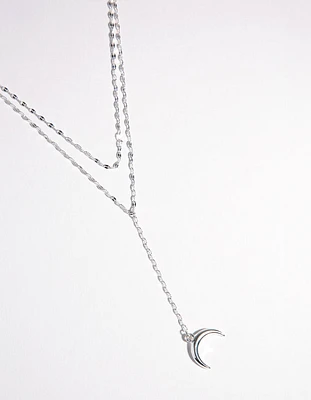 Silver Plated Double Row Moon Necklace