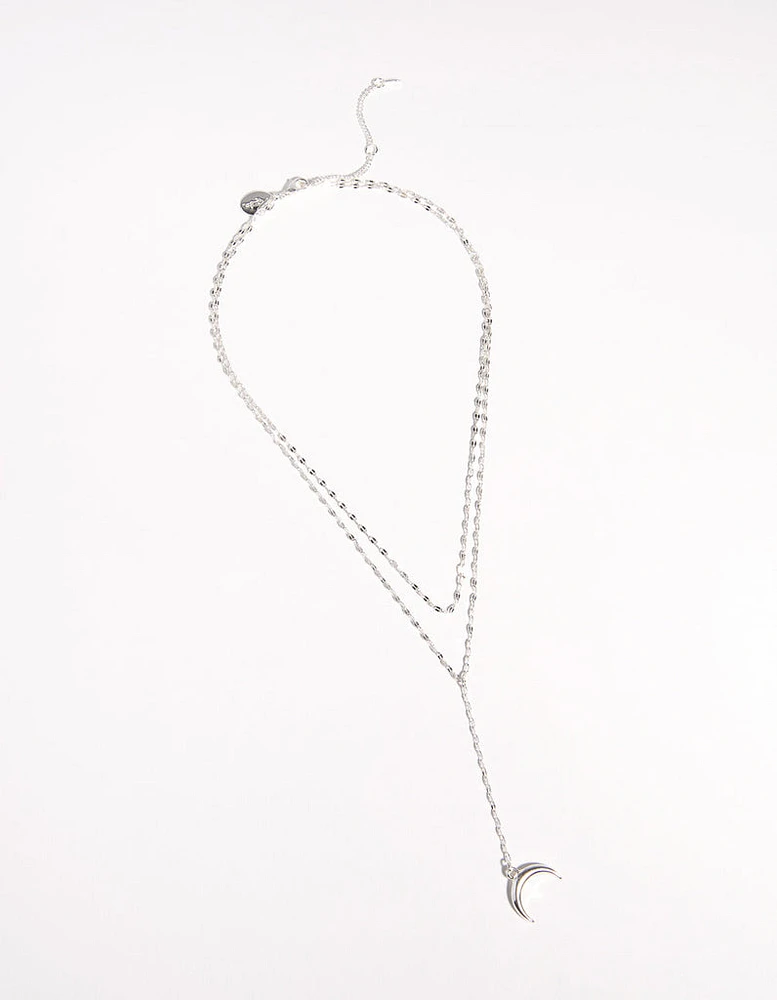 Silver Plated Double Row Moon Necklace