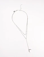 Silver Plated Double Row Moon Necklace