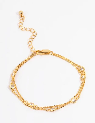 Gold Double Row Crystal Bracelet