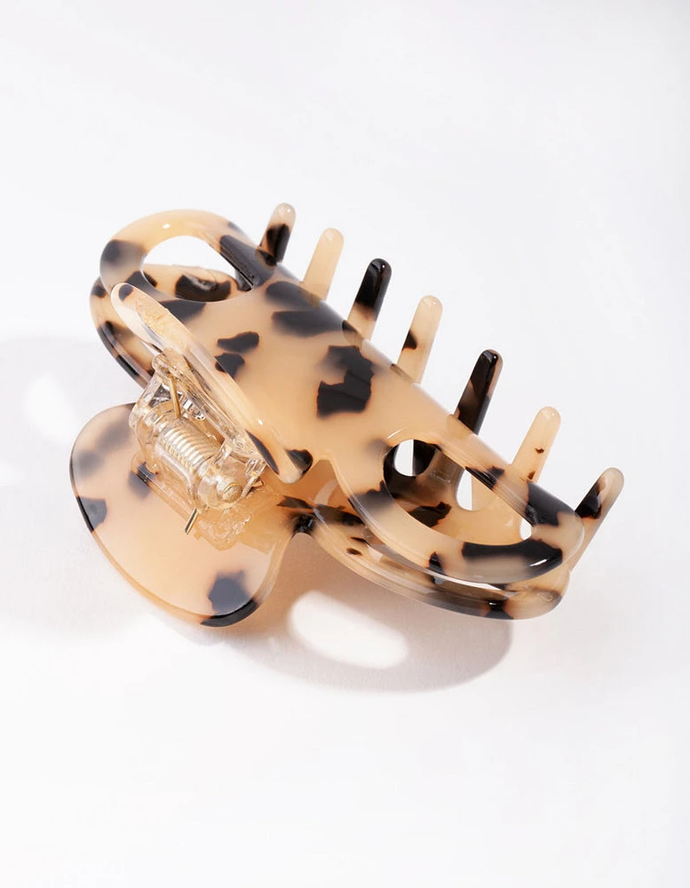 Cream Tortoiseshell Bow Claw Acetate Clip