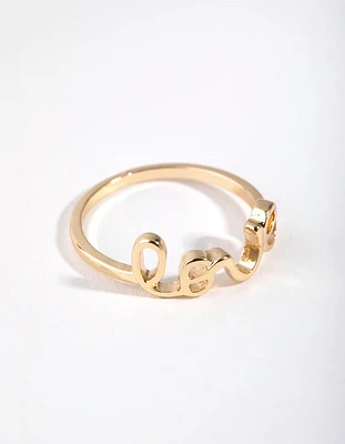 Gold Love Word Rings