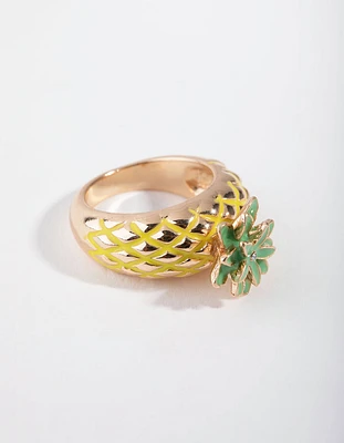 Gold Pineapple Band Ring