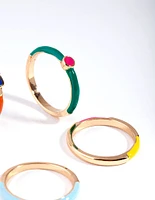 Gold Matte Bright 5-Pack Ring Set