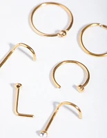 Gold Classic Mixed Nose Ring 6-Pack