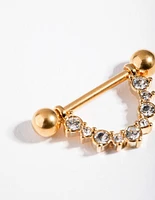 Gold Surgical Steel Curve Nipple Bar