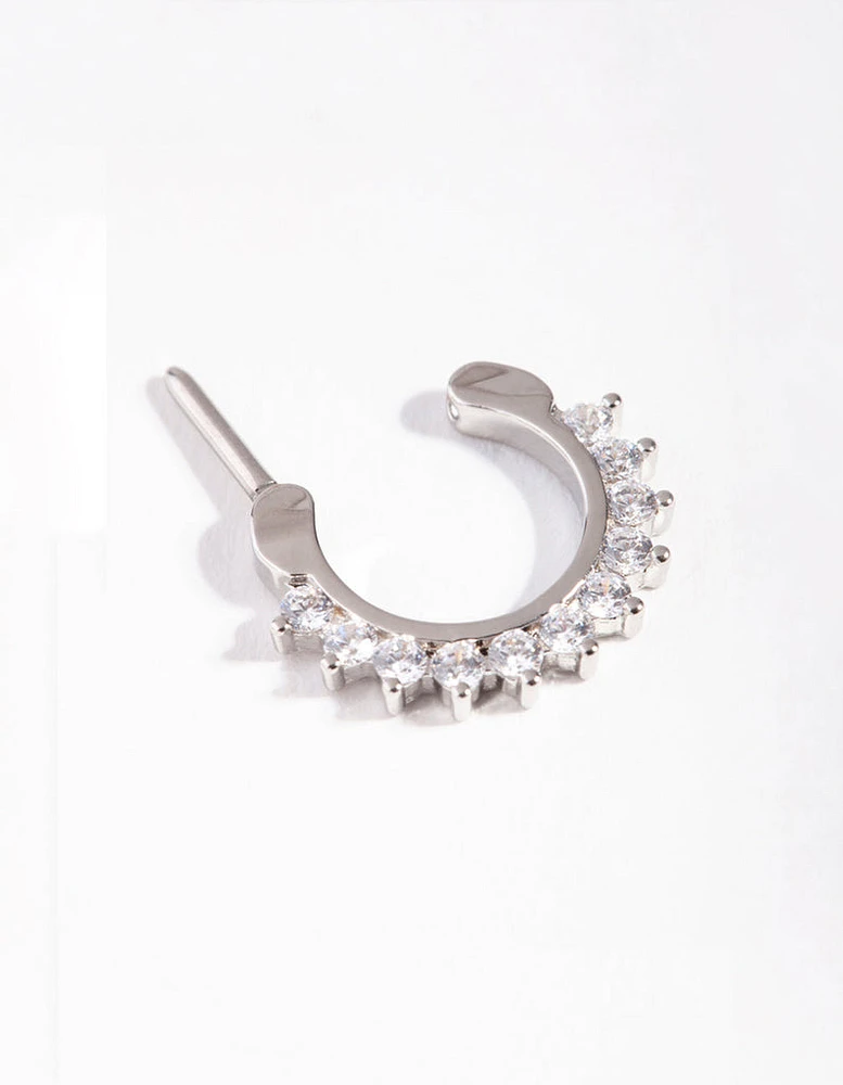 Rhodium Surgical Steel Cubic Zirconia Septum