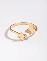 Yellow Gold Plated Sterling Silver Open Butterfly Ring
