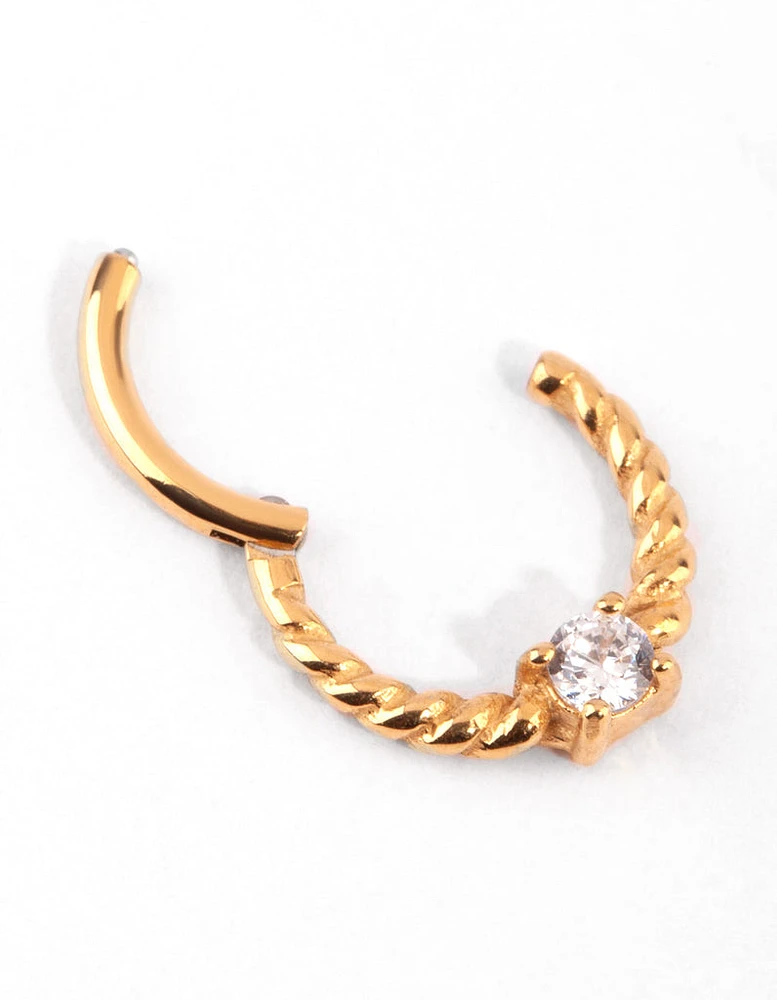 Gold Cubic Zirconia Twisted Clicker