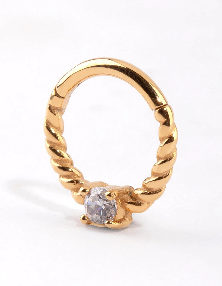 Gold Cubic Zirconia Twisted Clicker