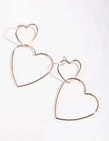 Rose Gold Heart Outline Drop Earrings