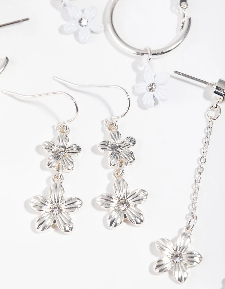 Silver Ditsy Daisy 6-Pack Earring