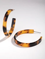 Acrylic Tortoise Shell Hoop Earrings