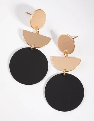 Gold Coated Disc Drop Earrings