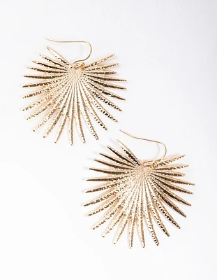 Gold Sunburst Drop Earrings