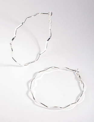 Silver Wiggle Hoop Earrings