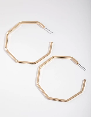 Gold Octagon Hoop Earrings