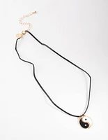 Gold Yin Yang Cord Necklace