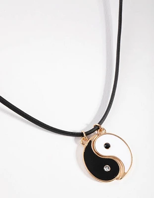 Gold Yin Yang Cord Necklace