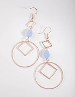 Rose Gold Diamond in Circle Drop Earrings